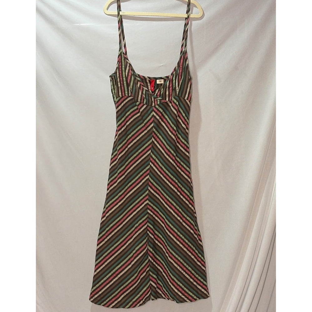 H&M Divided Striped Midi Dress Multi Color Cotton V-Neck Spaghetti Strap Size 2